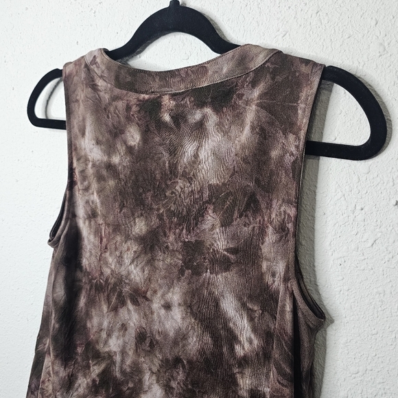 Rafaella Tank Top Womens Small Brown Tie Dye Pleat Front‎ Dark Fairy Grunge Y2K - Picture 7 of 8